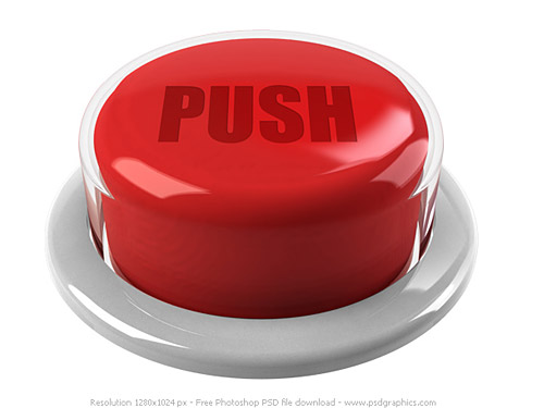 赤いプッシュ ボタン PSD