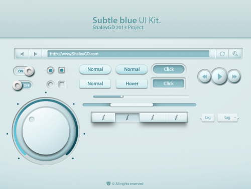 微妙な青い Web UI 要素キット PSD