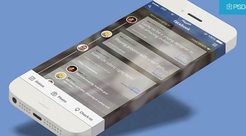 iOS7 携帯電話 Facebook アプリ概念 PSD 景品
