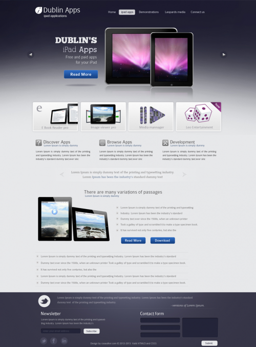 ダブリン iPad &amp; iPhone アプリ Web テンプレート psd ファイル