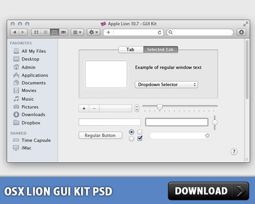 OSX ライオン GUI キット無料 psd ファイル