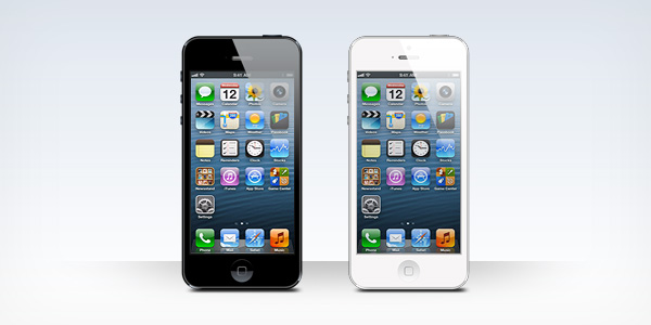 iPhone 5 黒と白の空白の PSD テンプレート