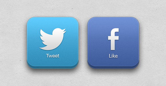 Facebook と Twitter の PSD の 3 D ボタンFacebook と Twitter の PSD の 3 D ボタン