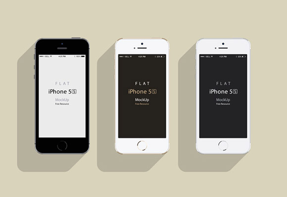 iPhone5S - フラットなデザインのモックアップ
